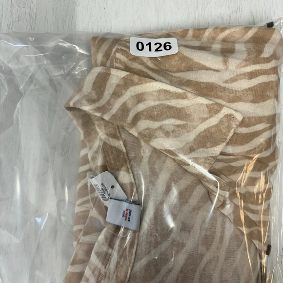 NWT OLD NAVY DOLMAN SLEEVE BLOUSE - SZ. XL Zebra Cropped Button Up Tan - Picture 8 of 8